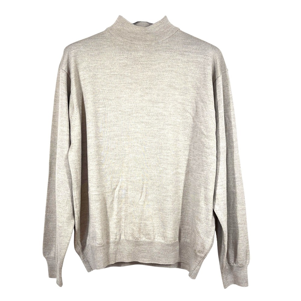 Cortina Italia 100% Merino Wool Sweater Mens XL Beige Classic Italian Luxury